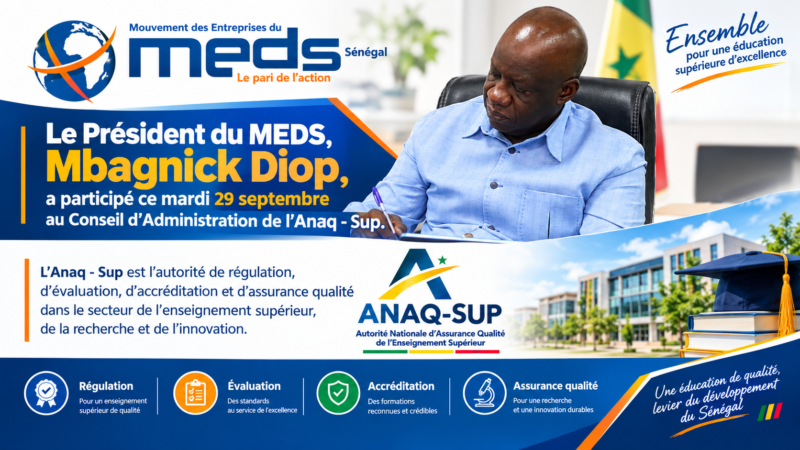 Le Président du MEDS, Mbagnick Diop, participe au Conseil d’Administration de l’Anaq-Sup